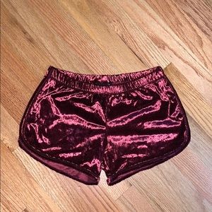 NEW VELVET MAROON SHORTS SIZE SMALL